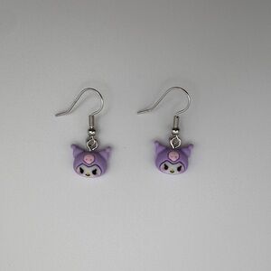 Purple kuromi character dangle earrings